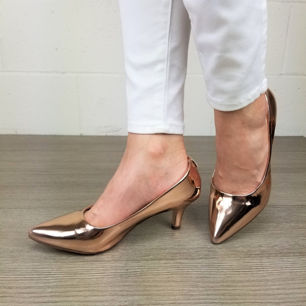 Pointy toe Vintage Style Low Heel Pumps - Picture 2 of 8